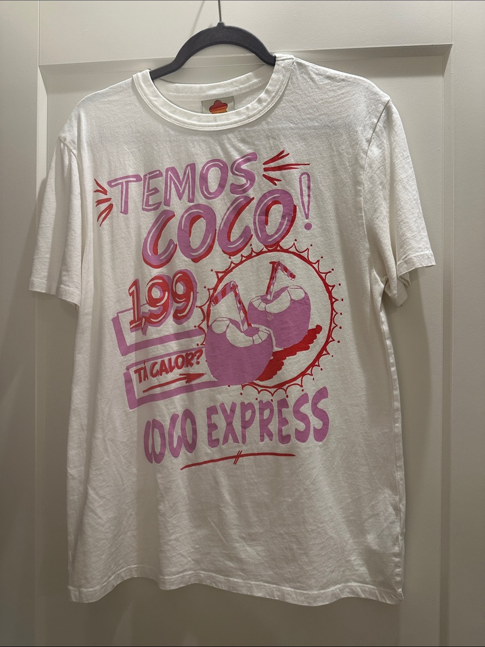 FARM Rio White Tee with Pink and Red Coco Graphic